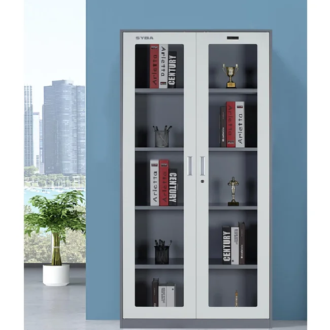 Adjustable Modern Metal Siba Swing Glass Door Metal Cupboard FC10