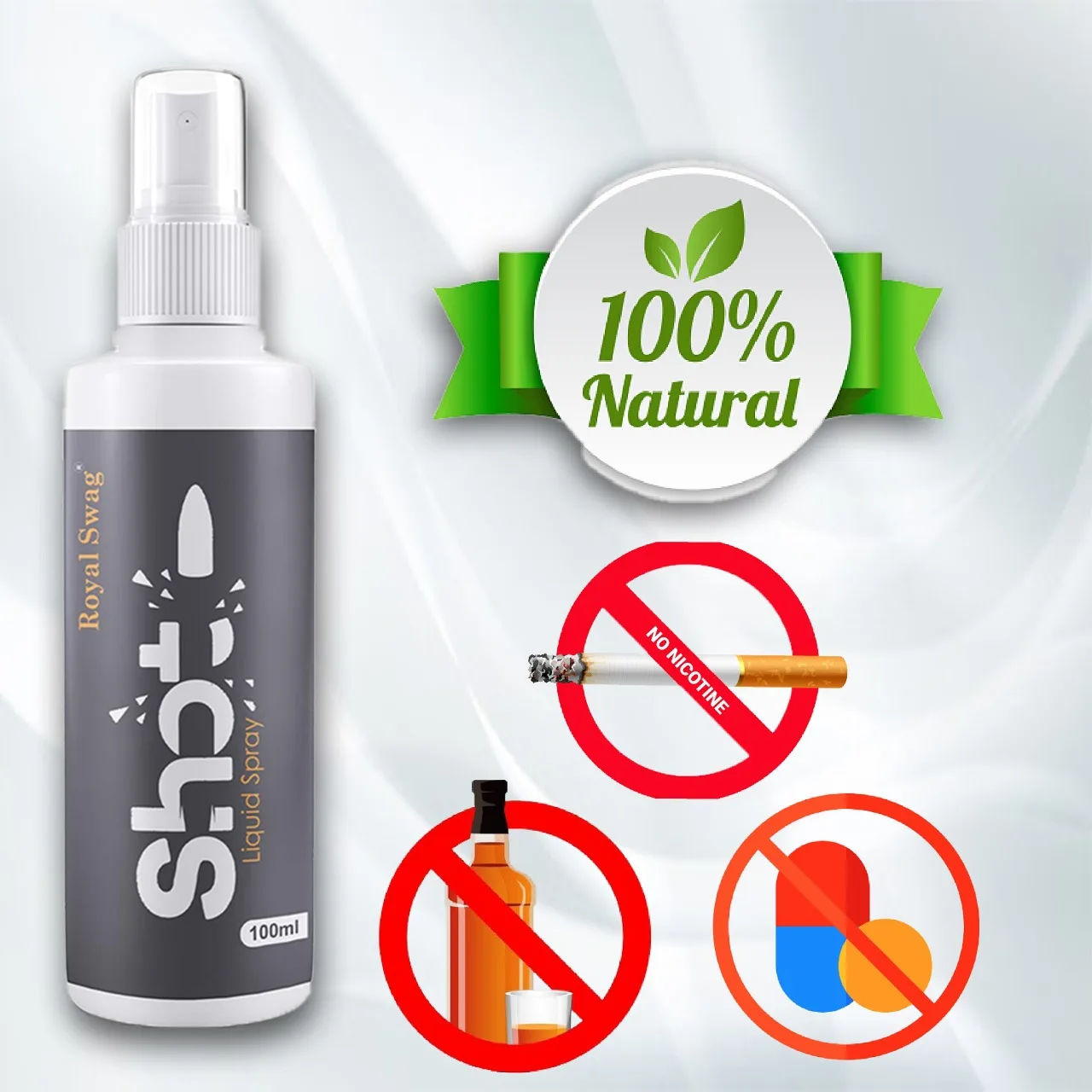 ROYAL SWAG Shots Liquid Spray World-Class Anti Addiction Shots For Quitting Liquor, Smoking etc. 100% Natural & Effective 100 ML
