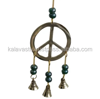 Brass Bell Wind Chimes with Fish Metal 3 Brass Bells Good Luck Chime Religious Style Model for Gifts