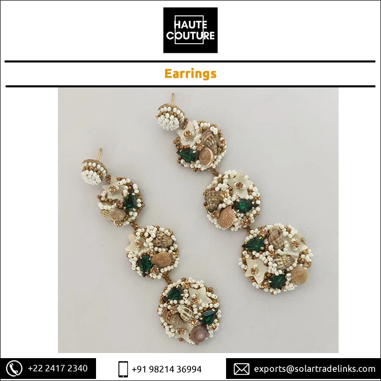 High Quality Bulk Selling Hand Embroidered Womens Wear Handmade Mother of Pearls Star Shells Drop Earrings at Genuine Price