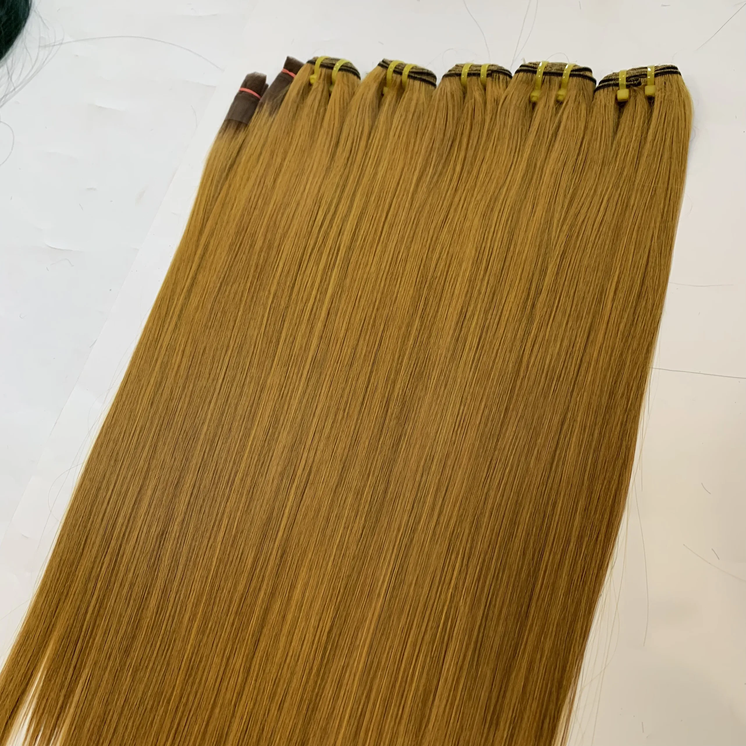 Оптовая продажа лучшее качество 100% человеческие волосы Remy супер двойные прямые класса 10A желтого цвета вьетнамские