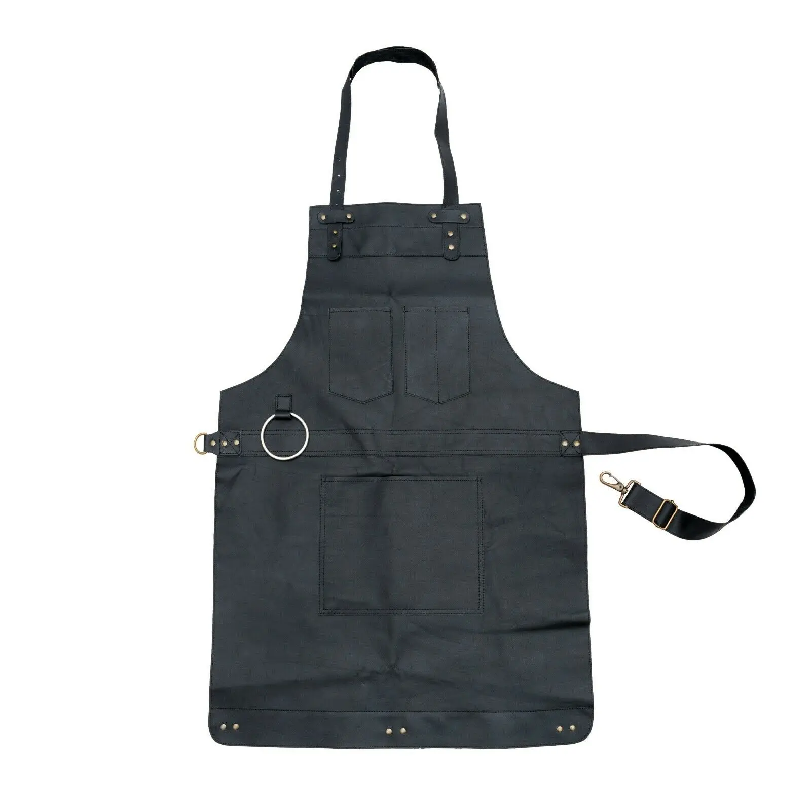 Factory Cheap Price Custom Logo Print Nordic Style Long Bib Kitchen Pu Leather Bbq Apron bbq and grill leather apron
