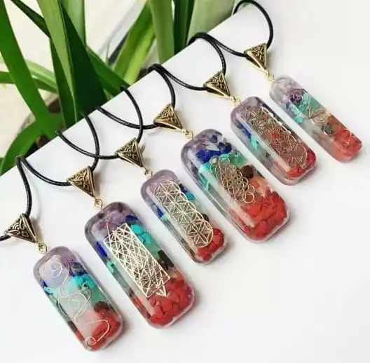 PREMIUM SEVEN CHAKRA PENDANT / Natural 7 Chakra Bonded Healing SPIRIT PENDULUM ORGONE Pendants / SEVEN CHAKRA ORGONE PENDANT