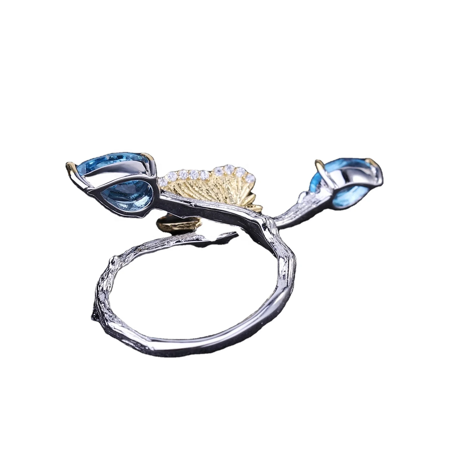Butterfly shape 925 silver diamond sapphire