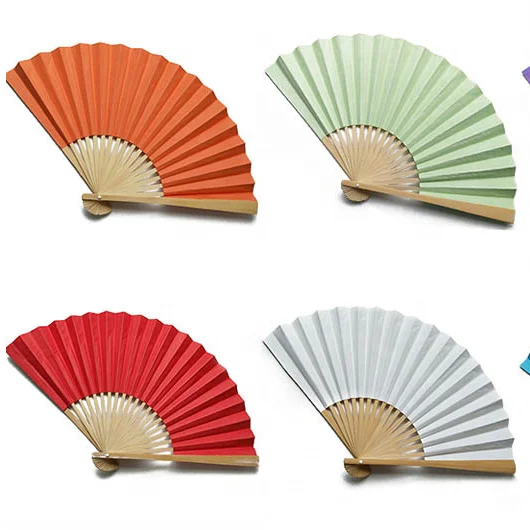 Paper hand fan own logo printed, bamboo hand folding fan for wedding party gift