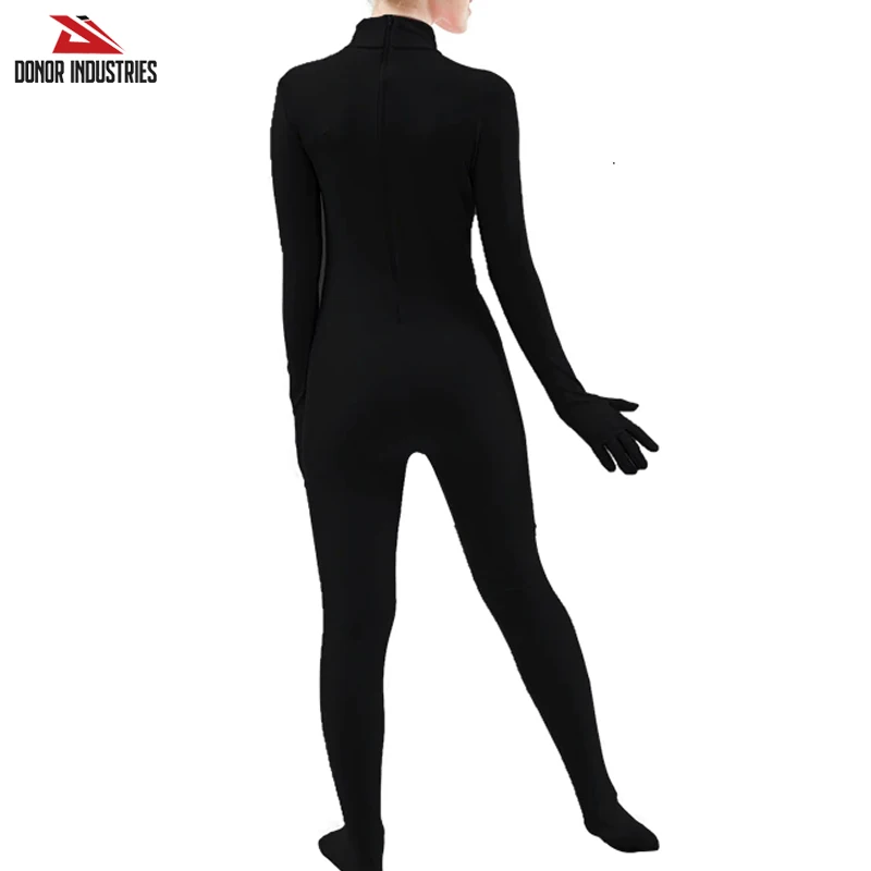 Black Spandex Full Body Skin Tight Jumpsuit Unisex Bodysuit Costume for Women Dancewear Bodysuit