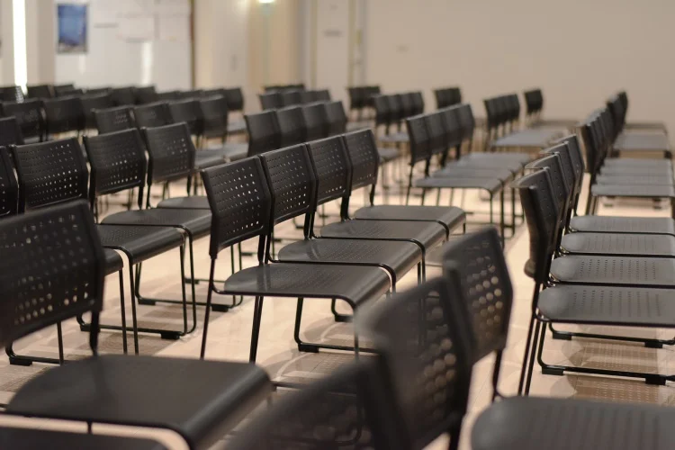 Taiwan stacking with tablet plastic cushion chair