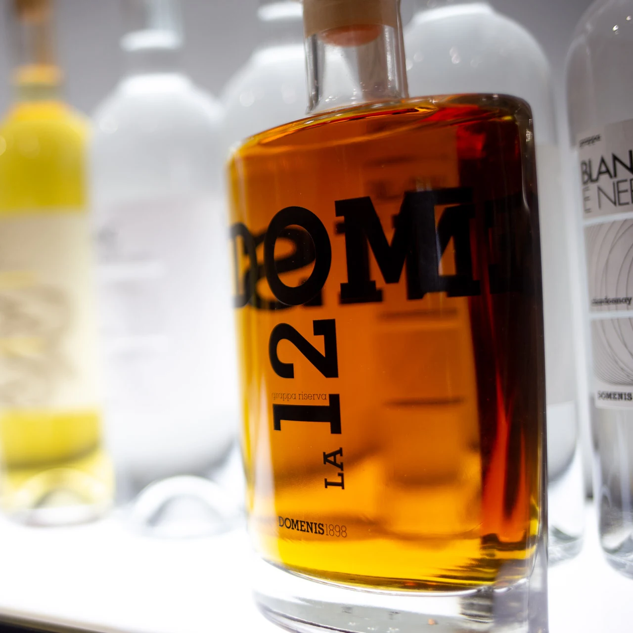 Premium Award Winning Italian Riserva Grappa LA120 with precious wood box and 70cl glass decanter