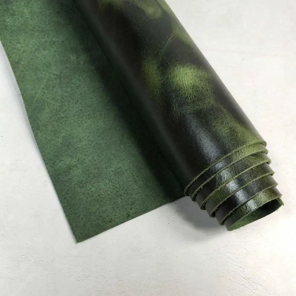  Винтажная масляная дубленая кожа толщиной 2 0 мм Crazy Horse зелёный первый слой воловьей кожи