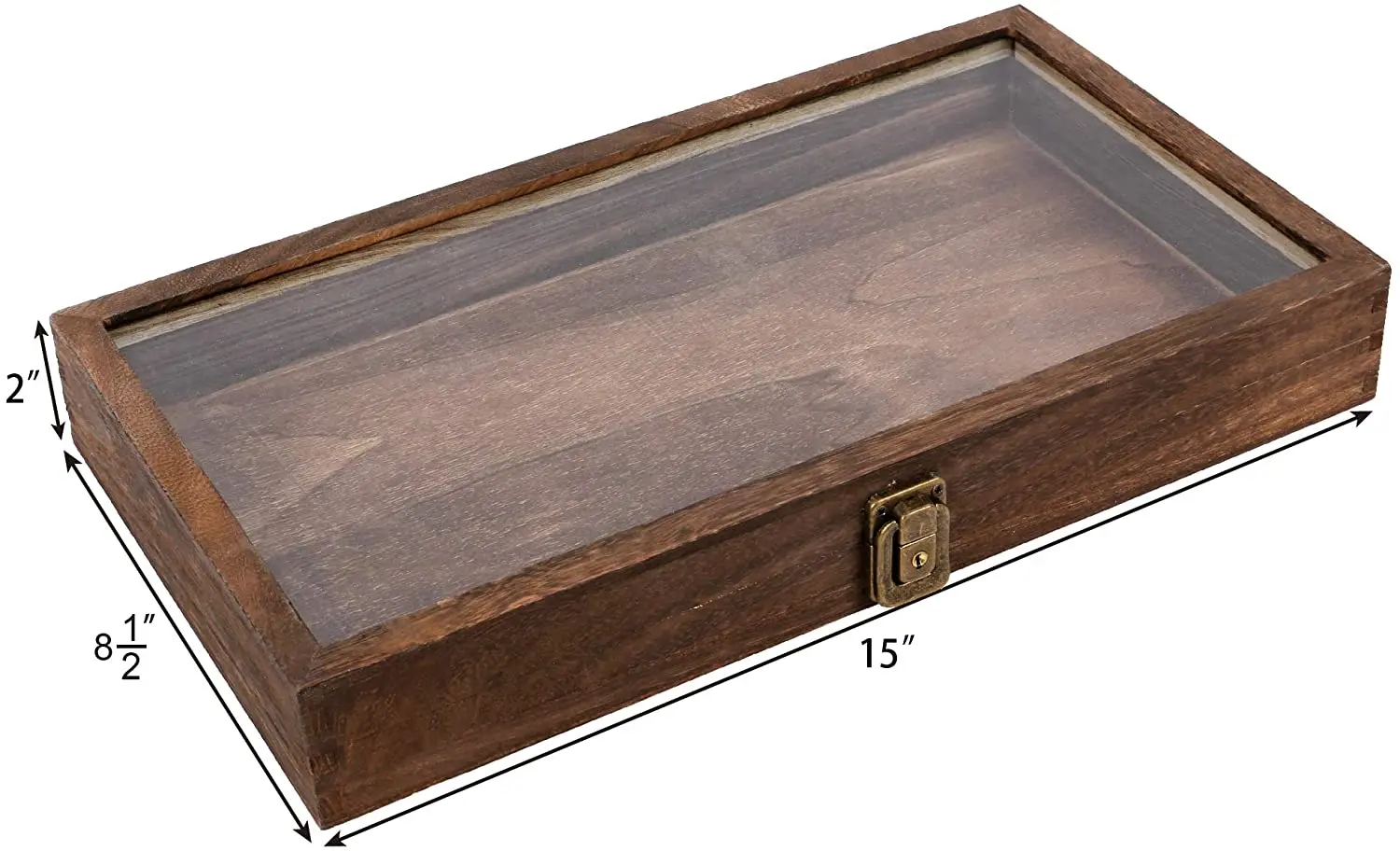 Natural Wood Glass Top Jewelry Display Case Accessories Storage Box