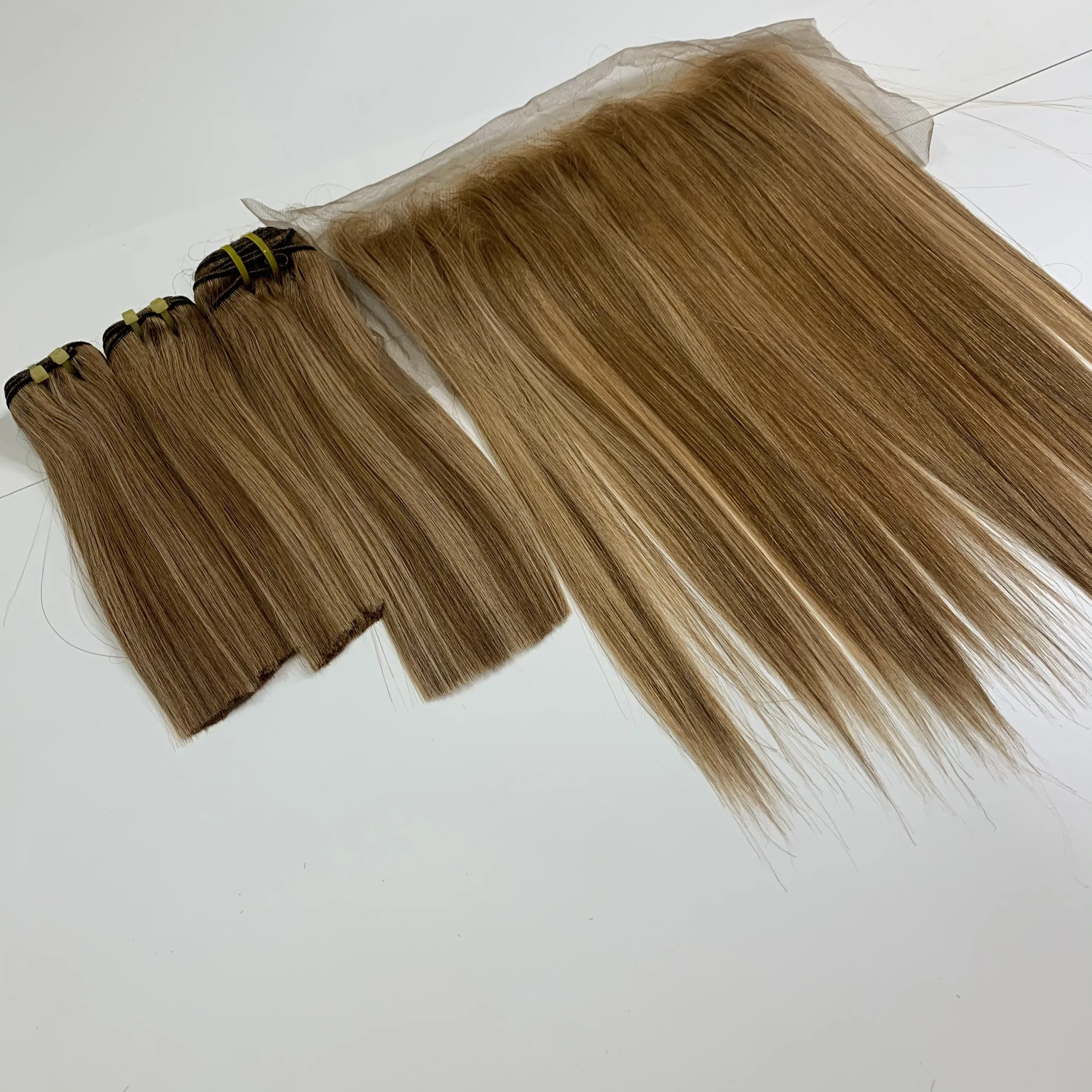 Ombre color Gold Super double Human Hair Bone Straight 20'  no tang no nit best quality 100%  virgin hair from Livihair Vietnam