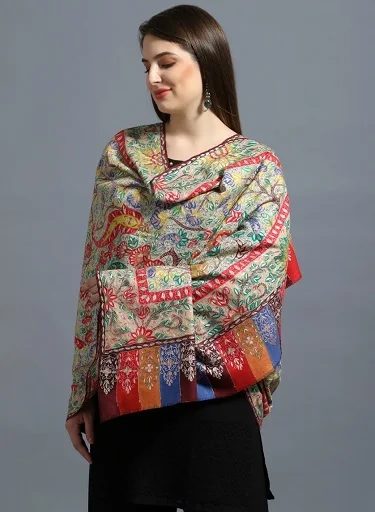 Hand Pashmina Kalamkari Hand Embroidered Shawls