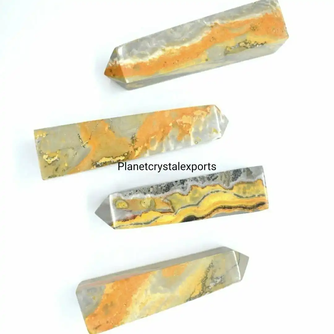 Wholesale High Quality  New Bumble Bee Jasper tower point obelisk wands For Happiness And Positivity Buy From Planet Crystal Exp