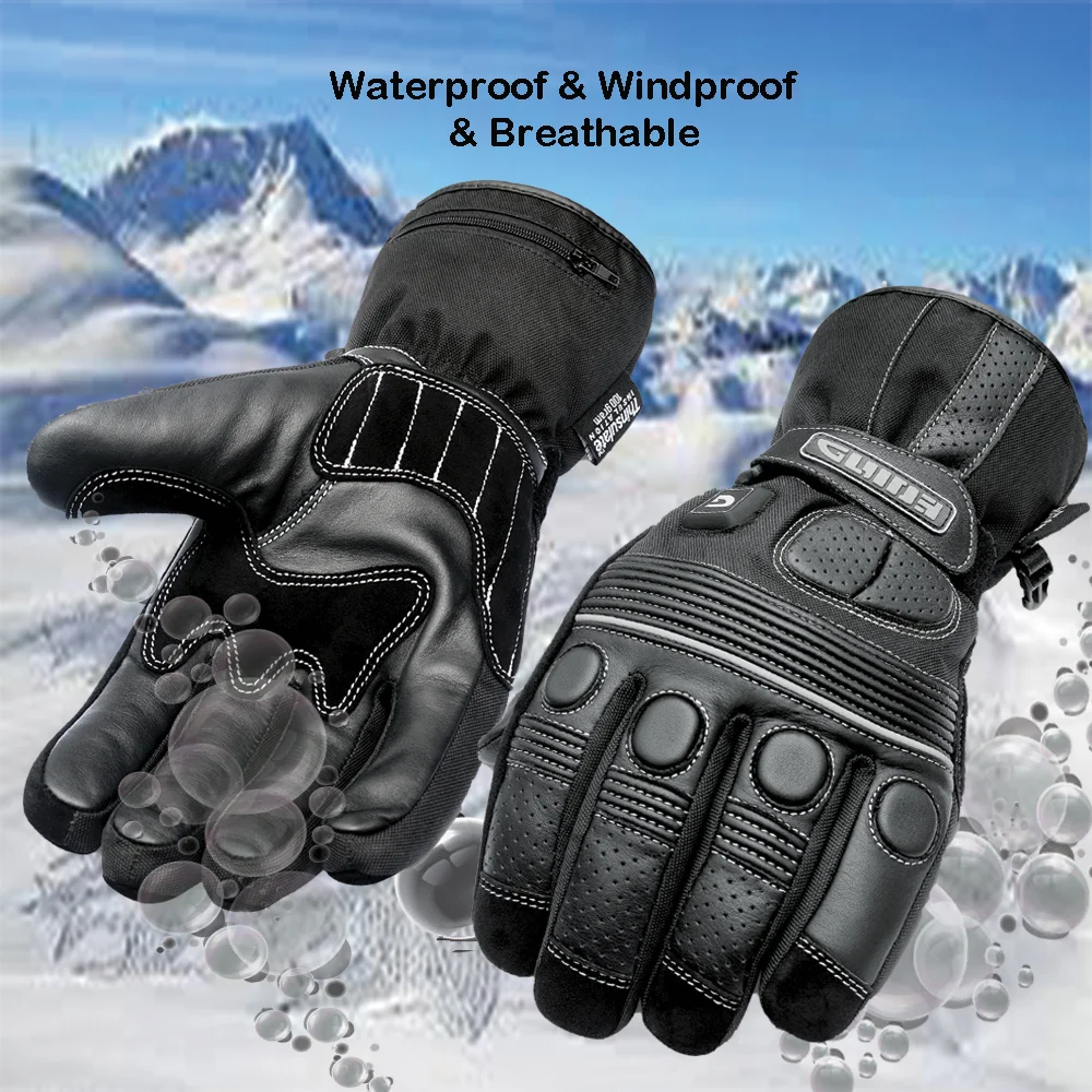 Winter Men Winter Electric Leather Heated Gloves Full Finger Heated  Motorcycle Gloves For Motorcycle Outdoor Work Bike