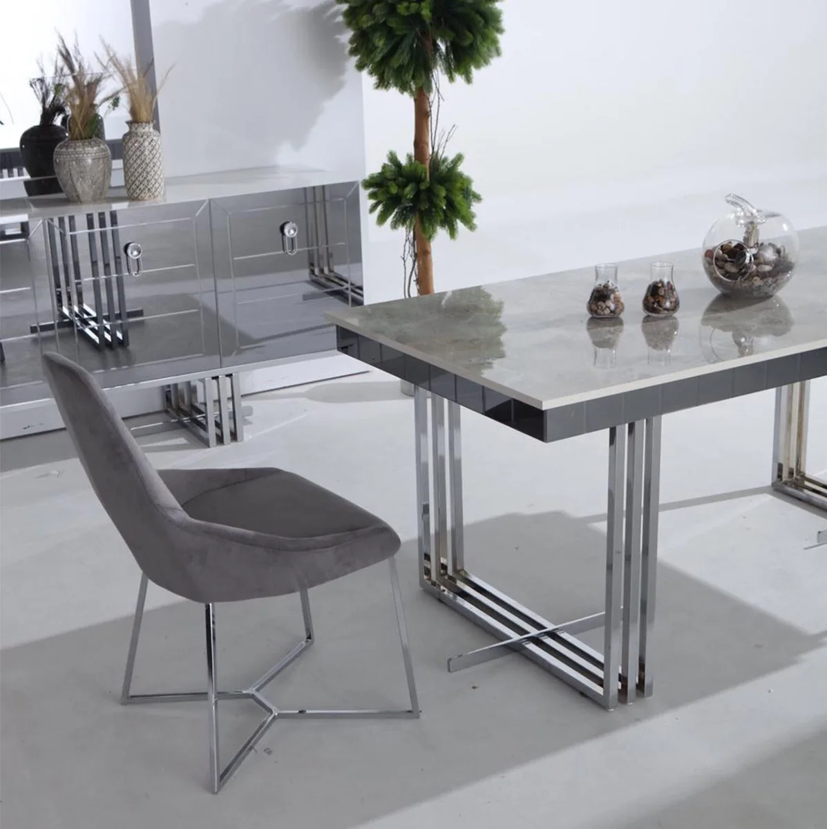 Роскошный античный итальянский современный квадратный стеклянный мраморный обеденный стол набор 4 6 8 стульев Мебель для кухни ресторана столовой