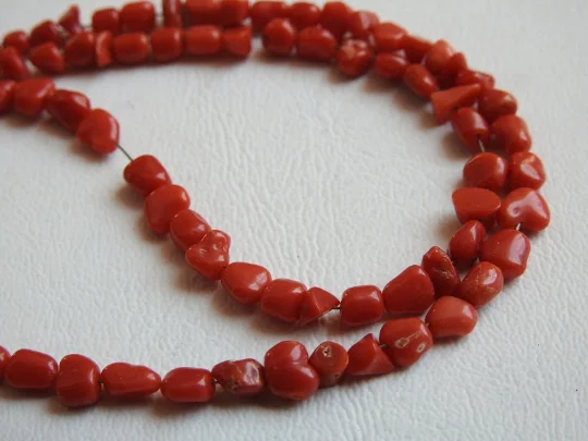 Natural Red Coral Smooth Tumble,Nuggets,Irregular Shape Bead,Loose Gemstone,Handmade,For Making Jewelry,14Inch 6-5MM Long Approx