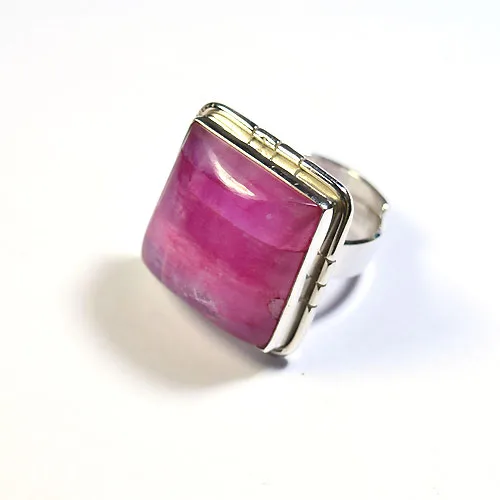 Wholesale 925 Silver Jewelry Natural Gemstone Pink Moonstone Ring