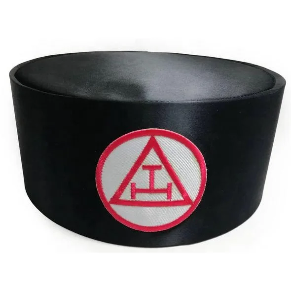 wholesale Regalia Royal Arch Masonic Triple Tau Hat Black Machine Embroidered