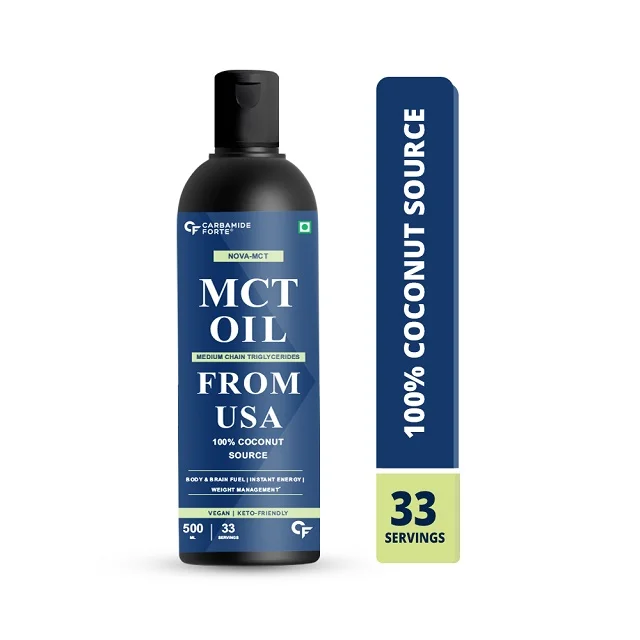 
Carbamide Forte Pure MCT Oil C8 Organic From USA | 100% Coconut Source | Keto & Paleo Friendly - 500ml Vegetarian Oil 