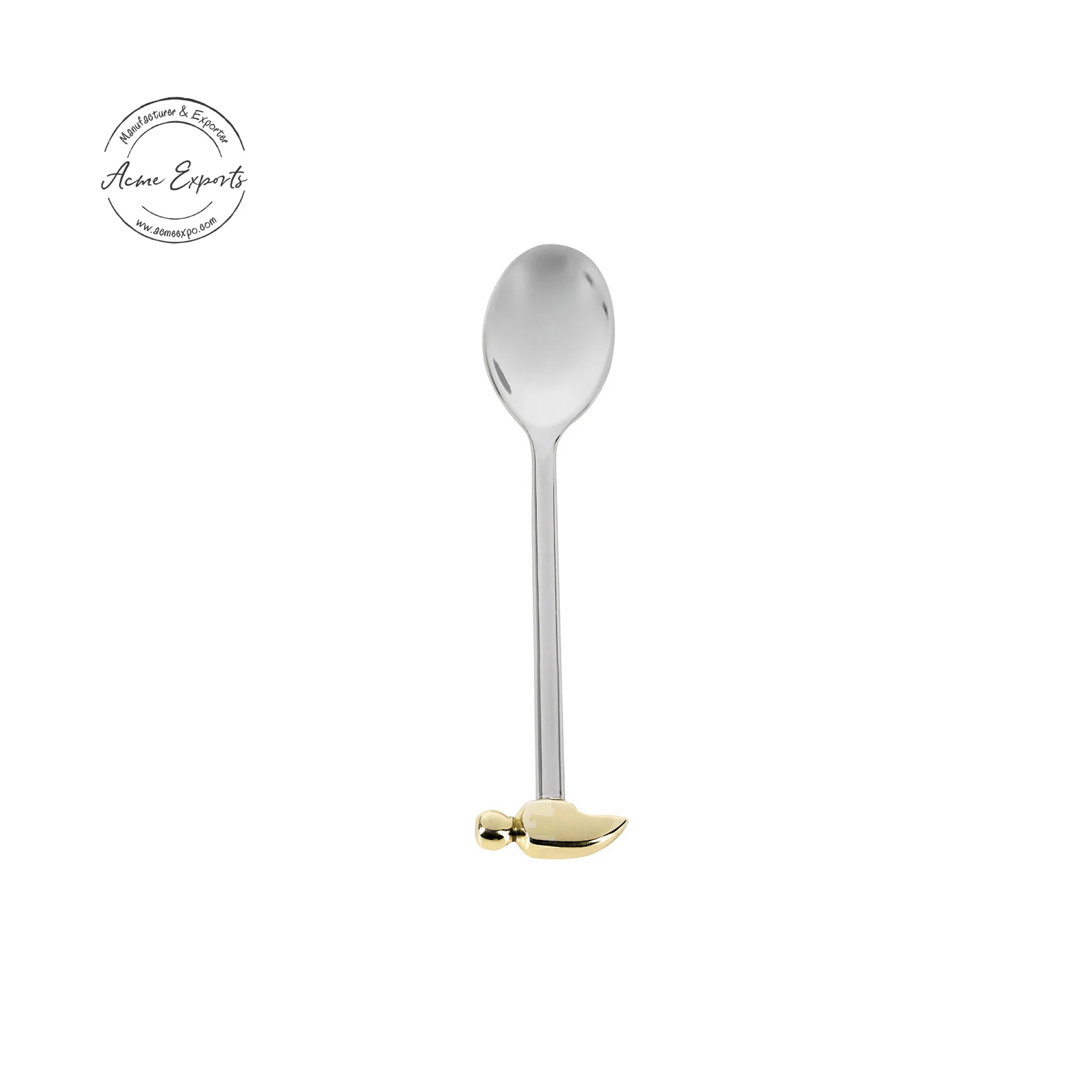 Luxury Quality Brass Tea Spoon Silver Plated Hammer Handle Classic Customized Designed Standard Size Dessert Spoon flatware Set