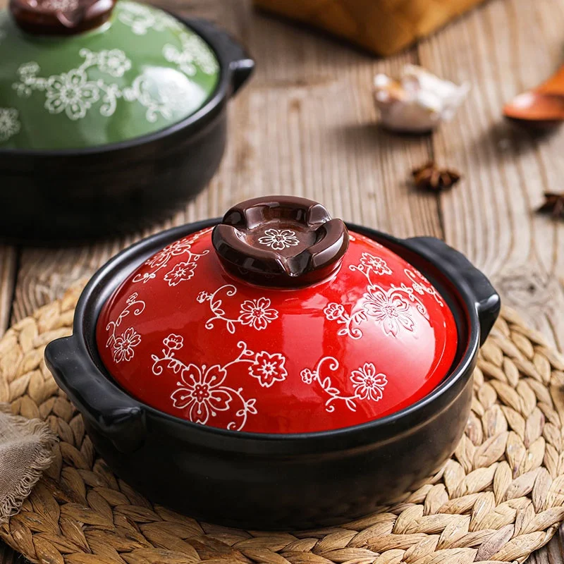 Gas stove Safe Casserole Pot Ceramic Clay Pot Cookware Casserole Dish Soup Stew Pot Ensemble Casserole with Lid