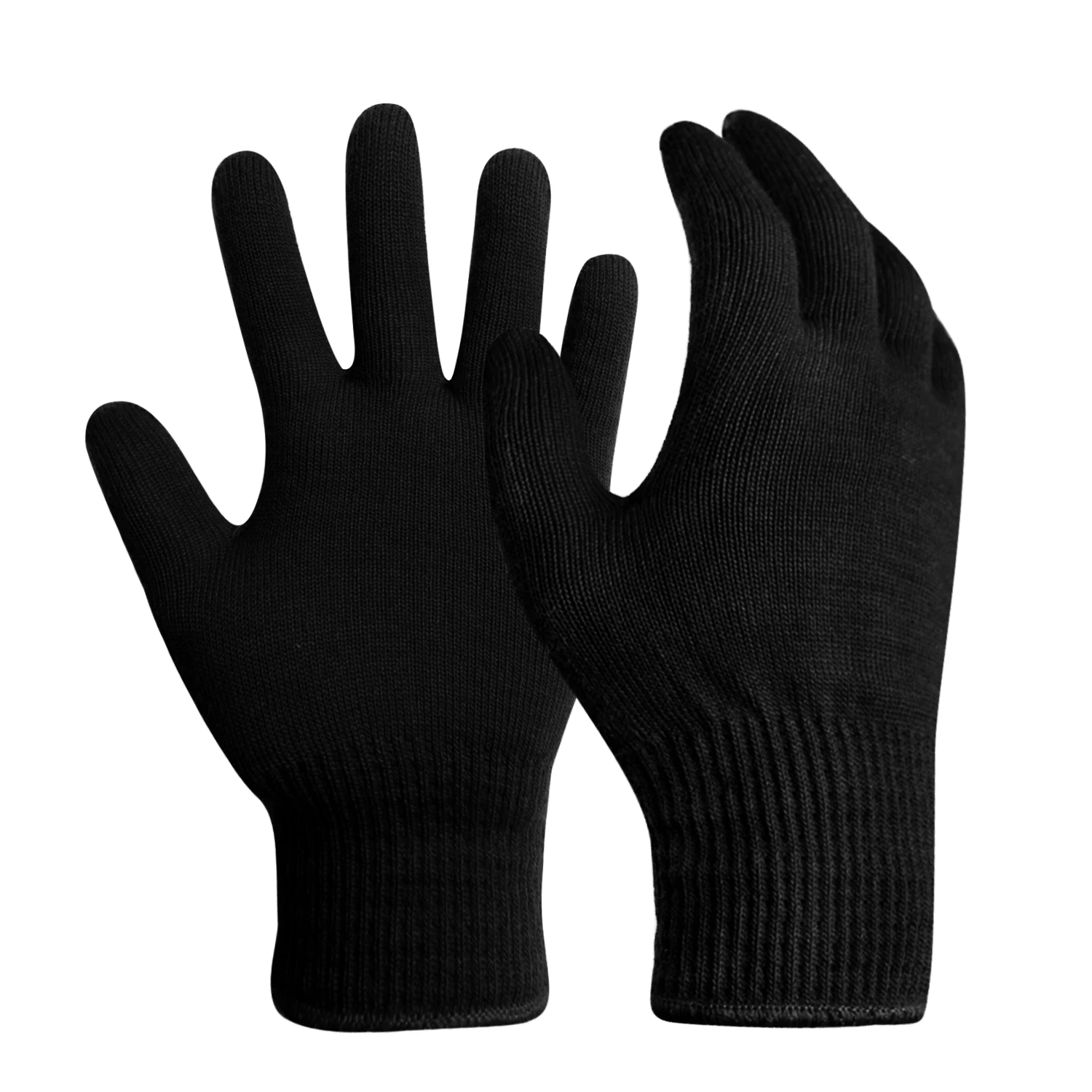 Skiing Snowboarding Cycling Running Keeping Warm String Knit Merino Wool Liner Gloves with Factory Customization
