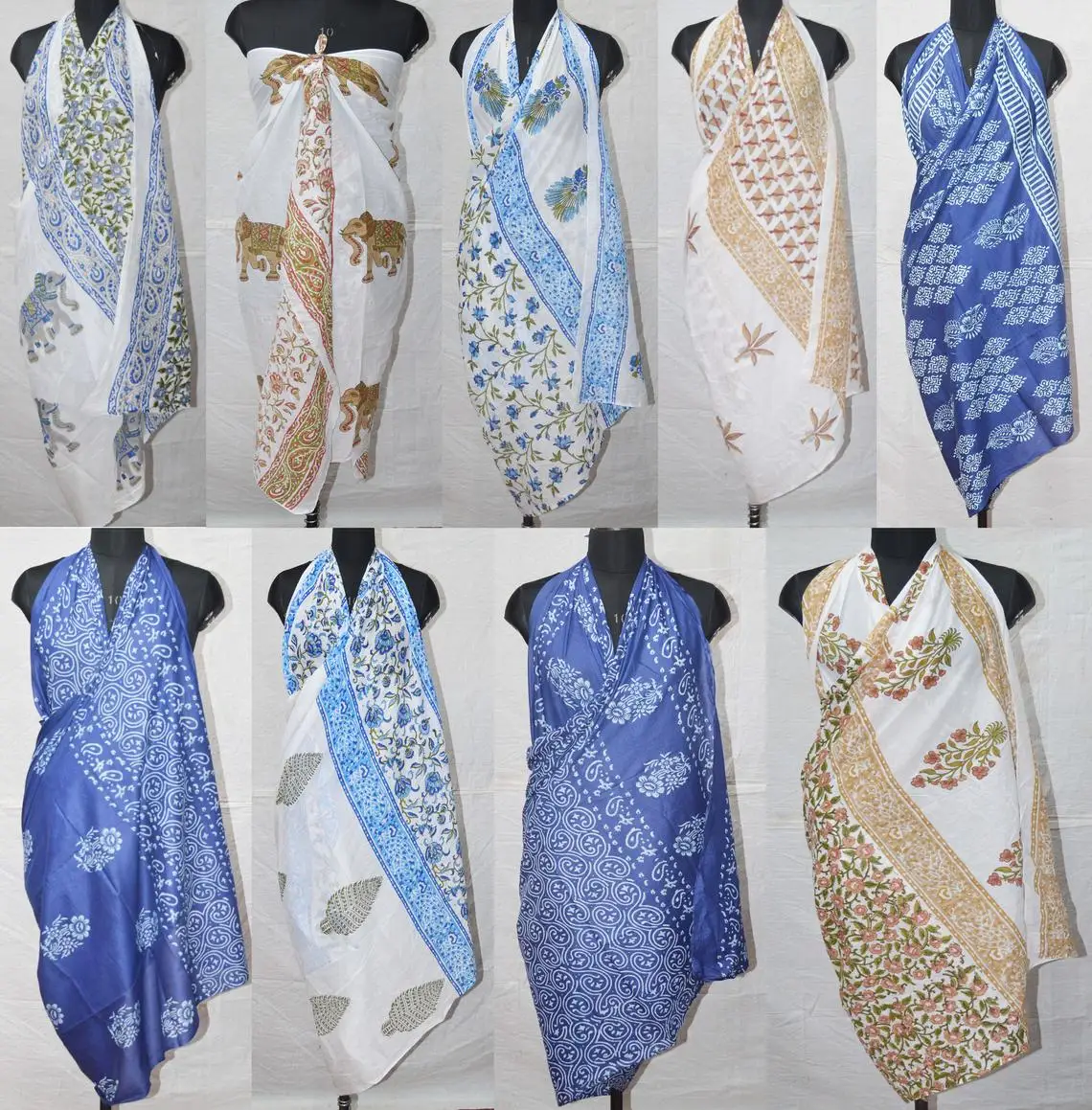 Шарфы с блочным принтом индийский хлопковый саронг ручной работы пляжный парео