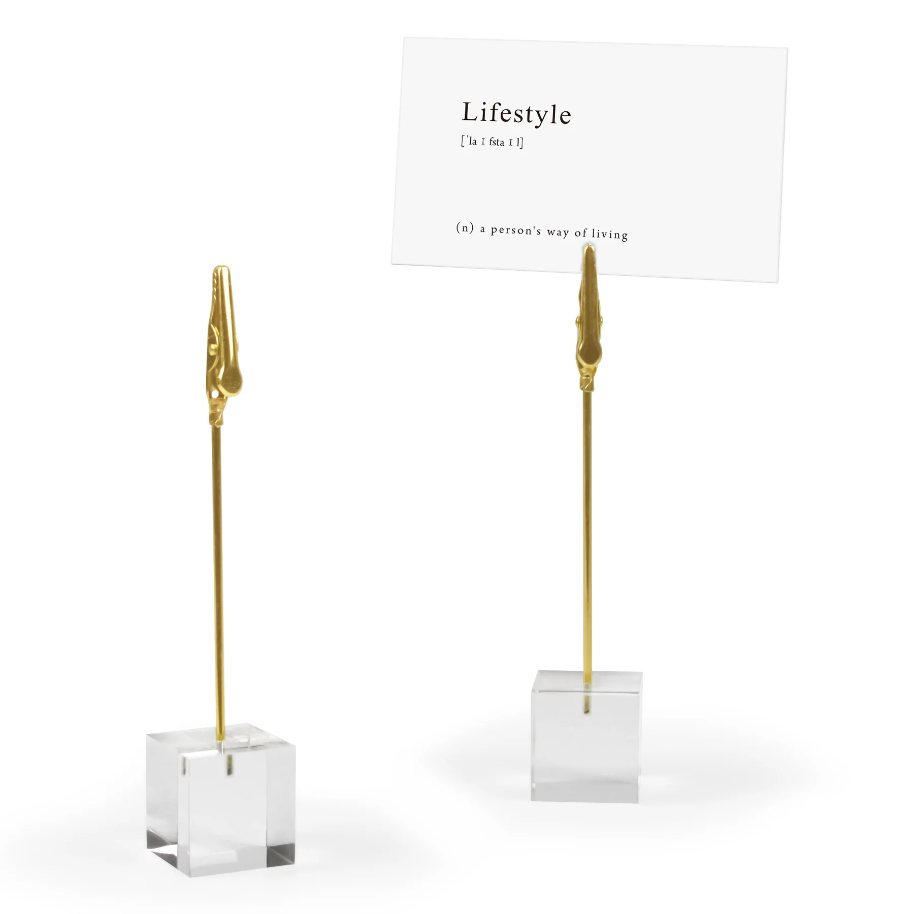 Home Decor Clear Acrylic Cube Floating Memo Holder Name Cards Clips Note Holder