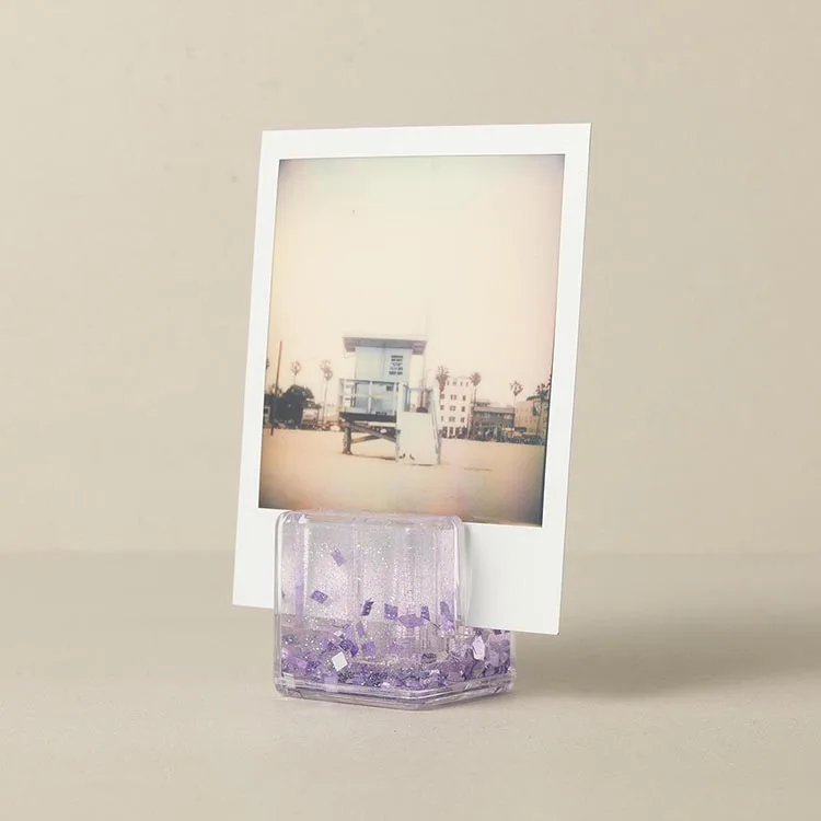 Very Cute Cube Plastic Multi-function Pen Holder Shake-it Liquid Glitter Frame