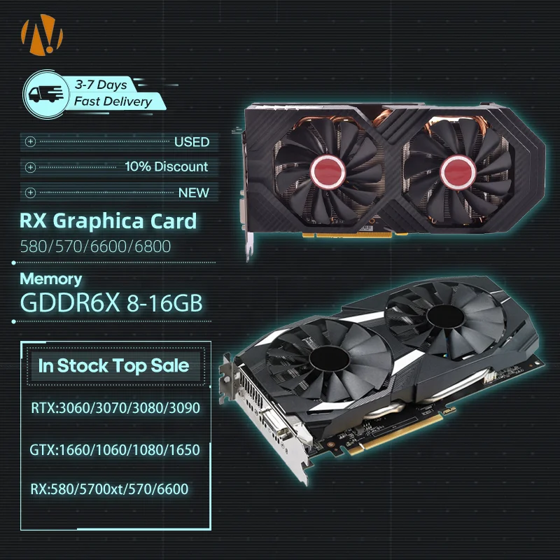 Новая бывшая в употреблении видеокарта RTX 40% 3090 3080 3070 ti 3060 s RX 6900xt 6800xt 6700xt 2060 6600 2060s новый подарок на Рождество 1660