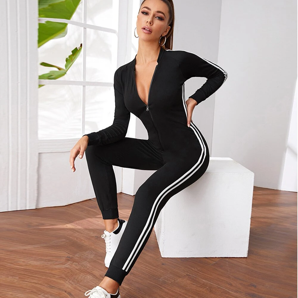 2021 New Arrivals Women Yoga Jumpsuit One Piece Workout Bodysuit Long Sleeves Textured Gym Sports Clothes Running Tights