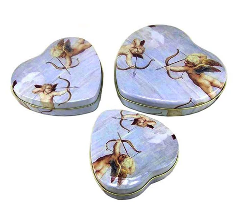 
heart shape set of tin metal can box food grade for tea coffee chocolate cake candy toys stationery customer design 