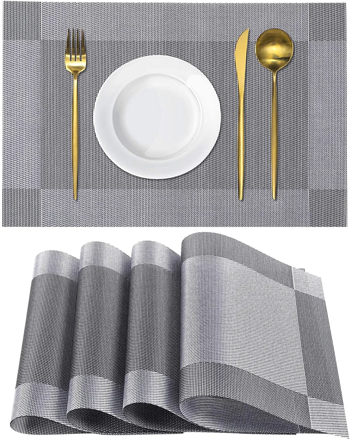 Homaxy Placemats for Dining Table Set of 4 - Washable Vinyl Woven Insulation Heat Resistant Kitchen Table Mats