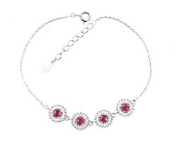 Natural Ruby 3.5 MM Round Gemstone 925 Sterling Silver For Women Designer Tennis Bracelet Manufacturer From India