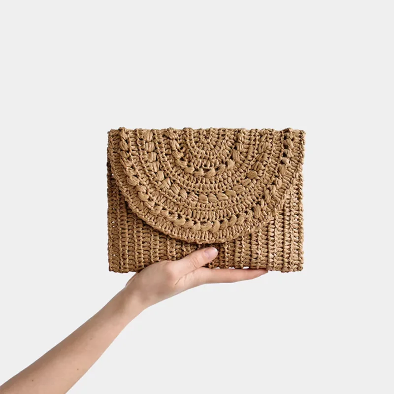 Vintage Rectangular Woven Straw Wallet/Summer Beach Bag/Straw Purse/