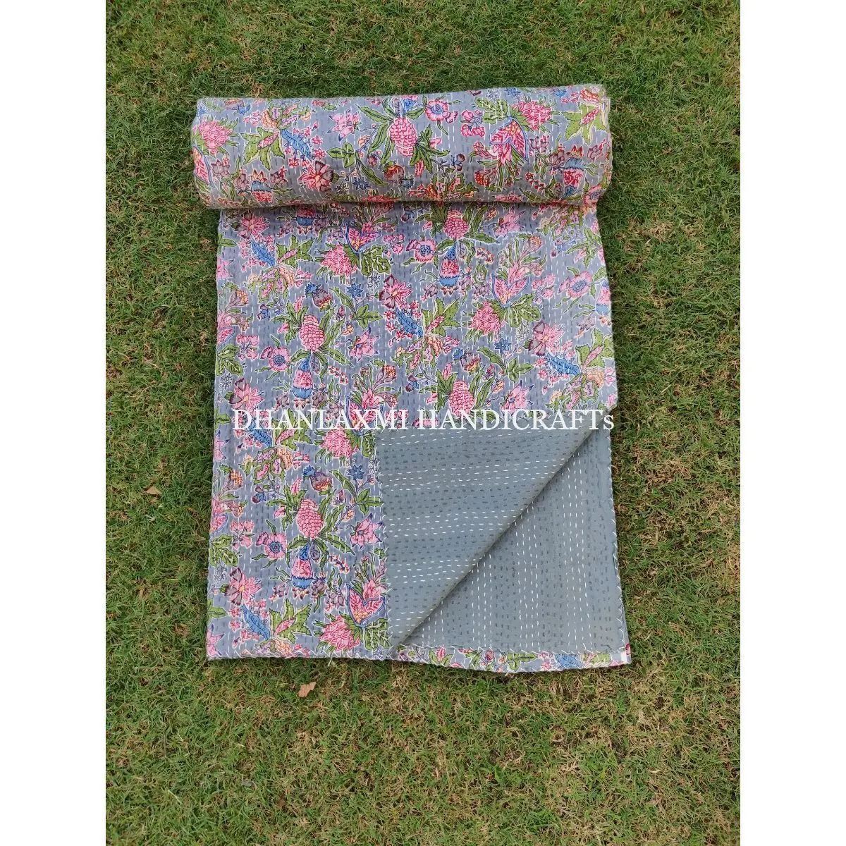 Разноцветное одеяло Kantha с цветочным принтом ручной работы индийское красивое домашнее декоративное покрывало оптовая продажа Хлопковое