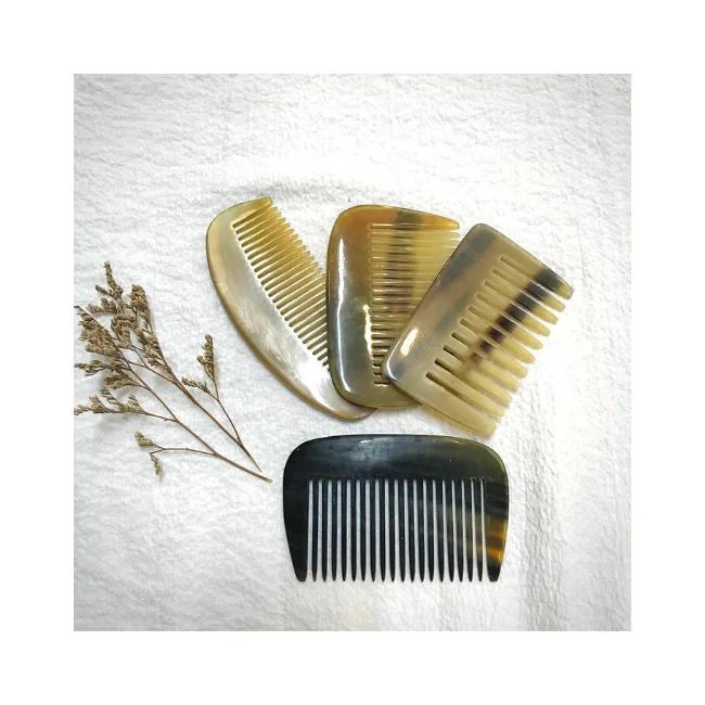 HORN COMB 100% MADE OF VIETNAM  BUFFALO HORN - Luxury handmade Small and short Buffalo Horn Massage, Carving Beauty Comb