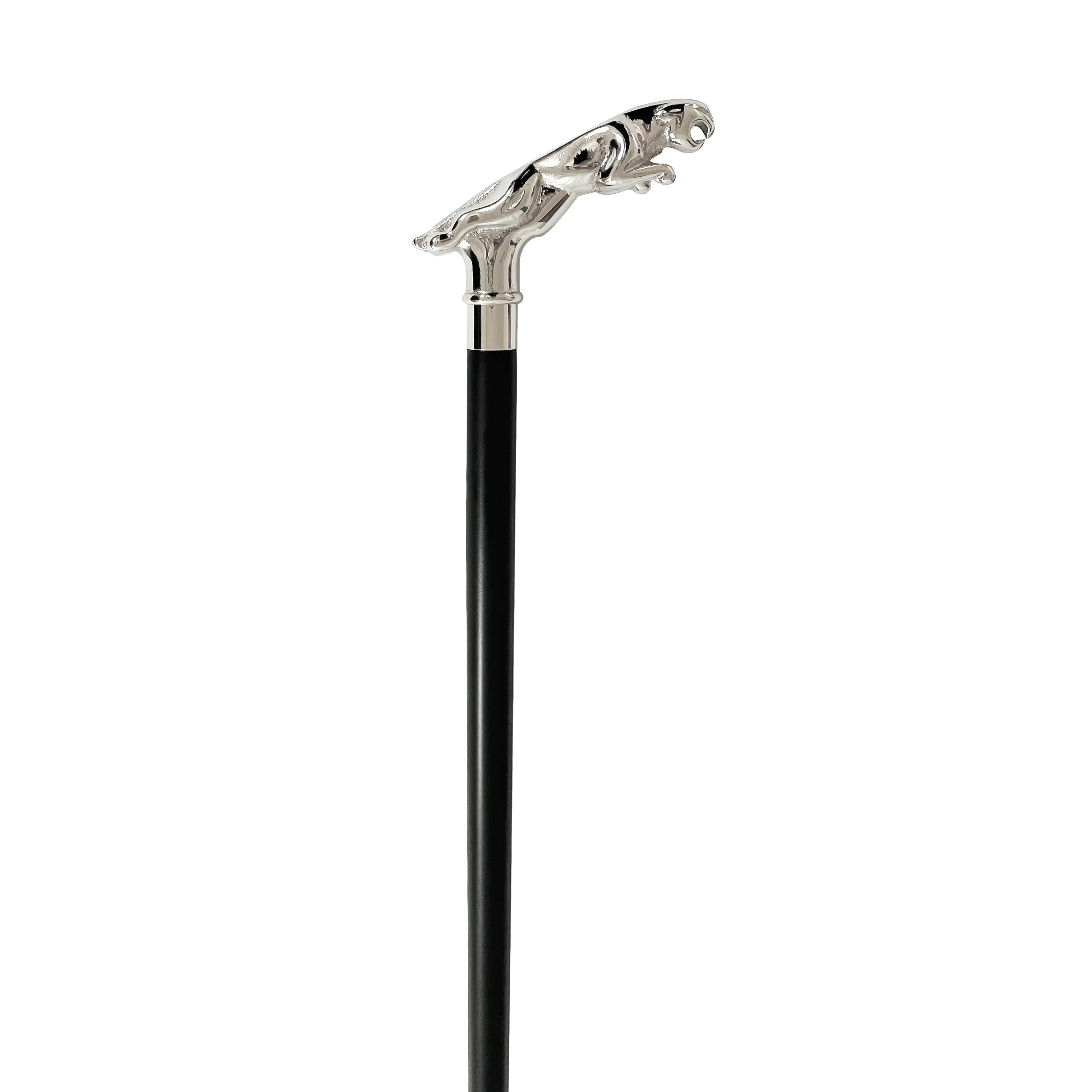Luxury silver jaguar head walking sticks wood cane