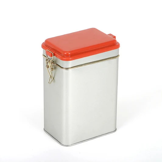 
Custom printed airtight rectangle metal tin can box with plastic lid for tea coffee chocolate biscuit foods 