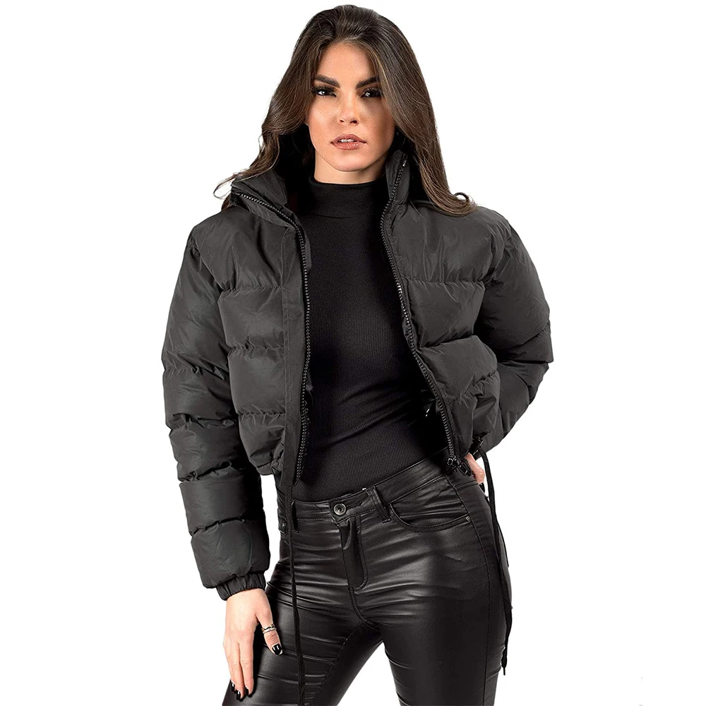 Женская Светоотражающая стеганая куртка Укороченное пальто куртки-пуховики для женщин