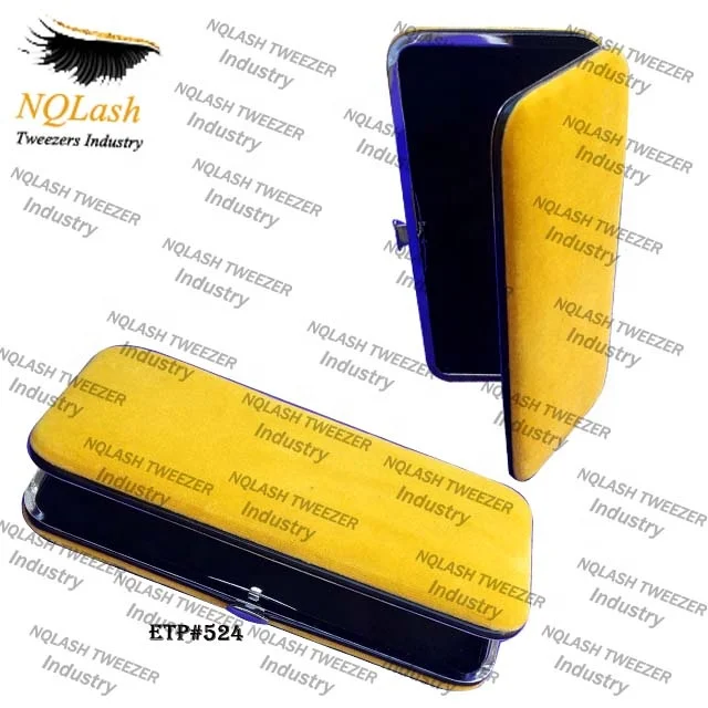 3 Piece Black Purple Magnetic Kit Eyelash Extension Tweezers Set / Custom logo Eyelash Tweezers Case NQ Lash Tweezers