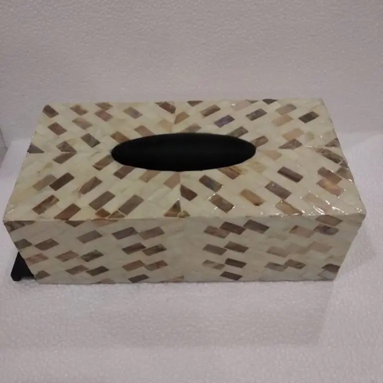 Handmade creative home lacquer shell inlaid square tissue box withfirework pattern design