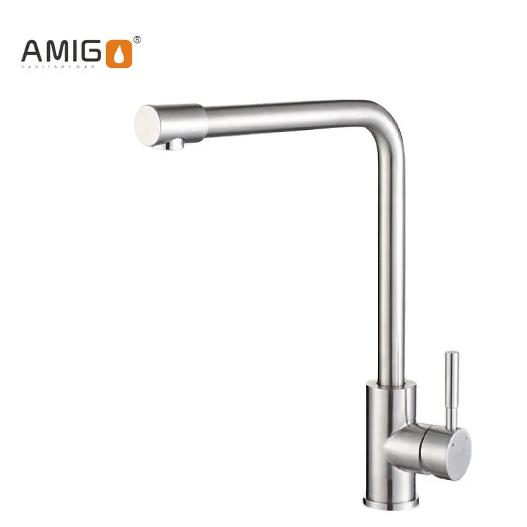 
Кухонный Смеситель AMIG из нержавеющей стали 304, кран с одной ручкой, поворот на 360 градусов, современный смеситель горячей и холодной воды 