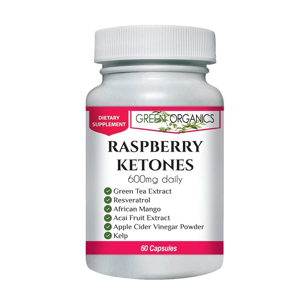 Зеленые органические Малиновые Кетоны, сжигают калории при работе, помогают потери веса, 60 капсул, диетические добавки, продукты для похудения