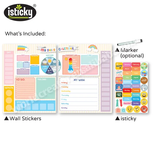 
Educational Wall Sticker Kids Calendar With TPE Stickers 