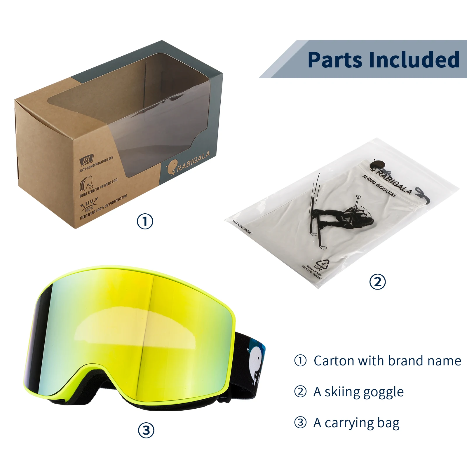 Hot Selling fashion style custom snowboard glasses Anti-fog ski goggles