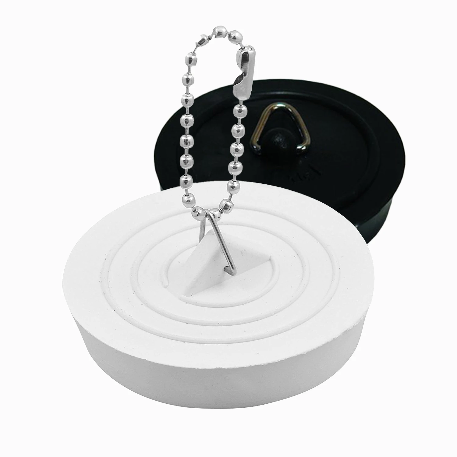 Household Rubber Sink Plug With Stainless Steel chain Bathroom & Kitchen Drain Stopper Water Sink Plug Pack Of 3 Plugs