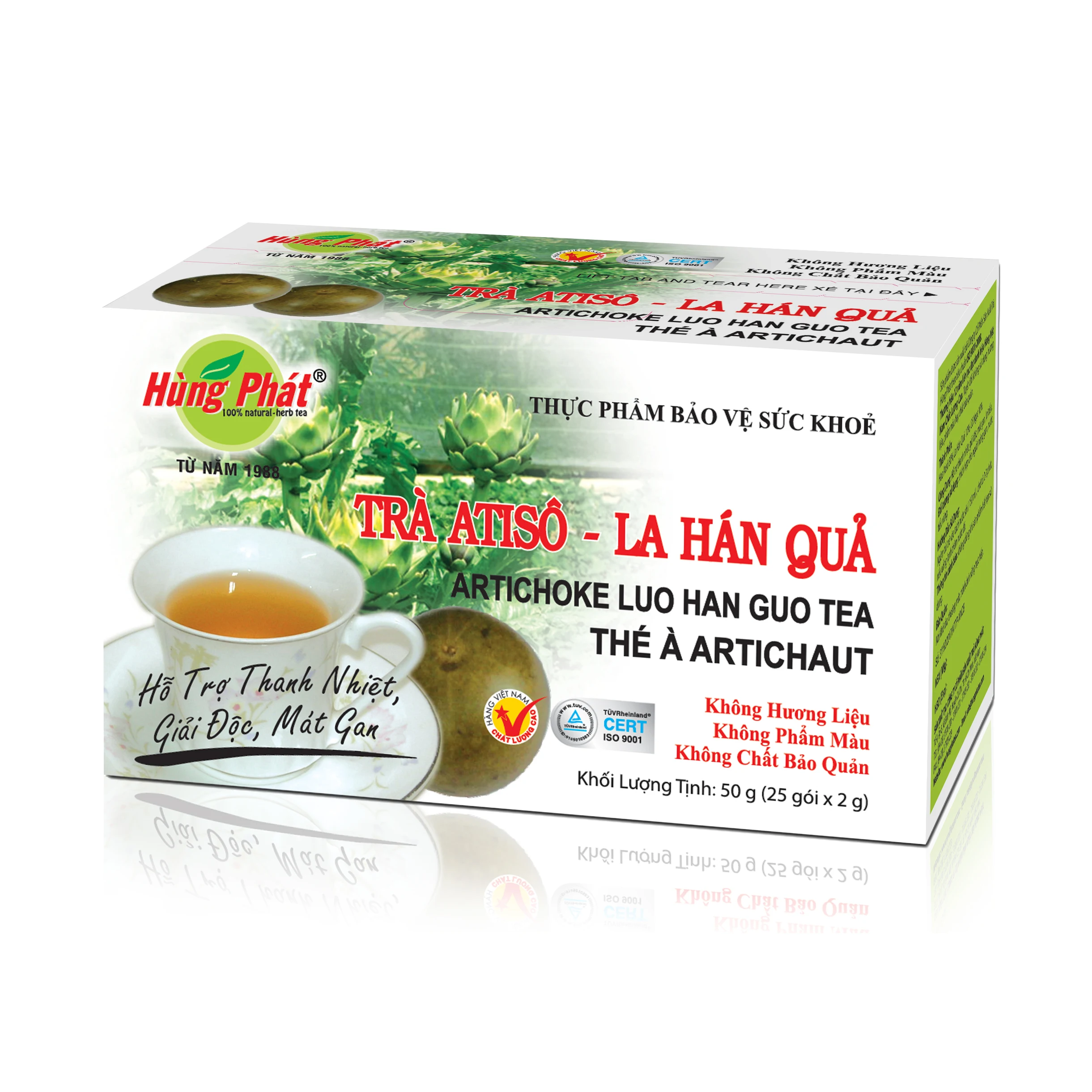 
ARTICHOKE LUO HAN GUO Tea Health Tea FLAVORED Organic Blended Fresh Bag ISO Sachet 