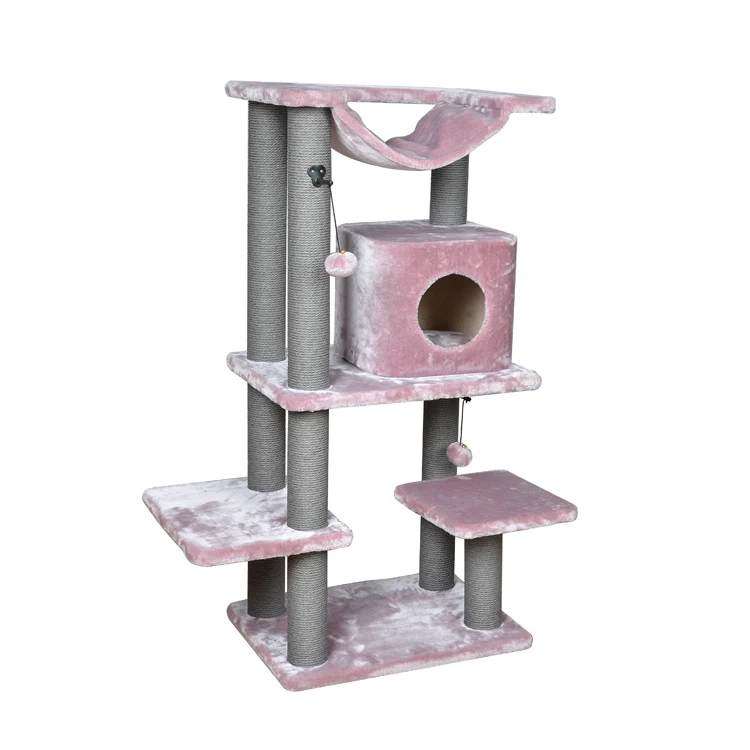 Cat tree big cat maine coon kitty cat scratching post with house and hammock