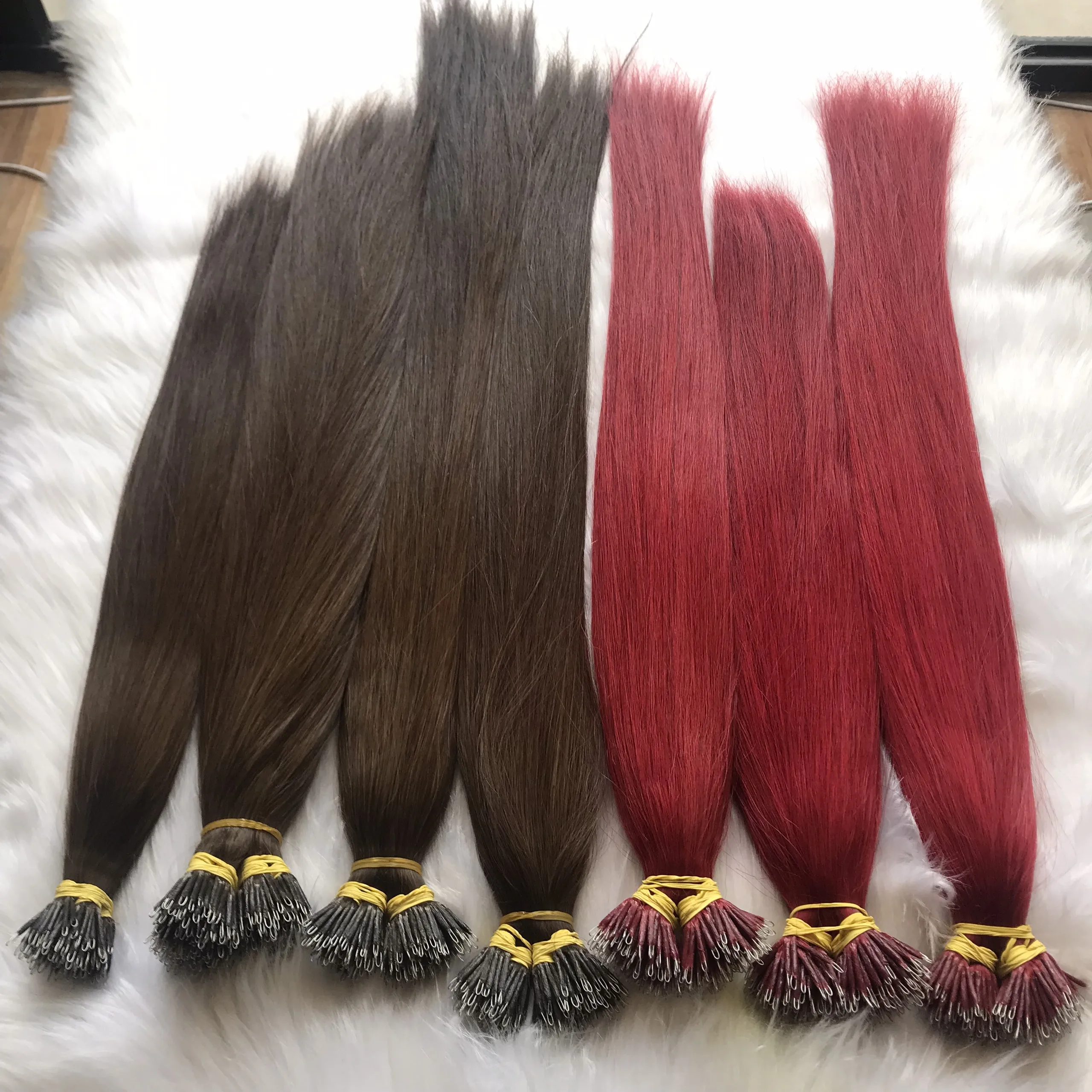 Высококачественные цветные прямые нано-накладные волосы для наращивания класса 12A вьетнамские натуральные